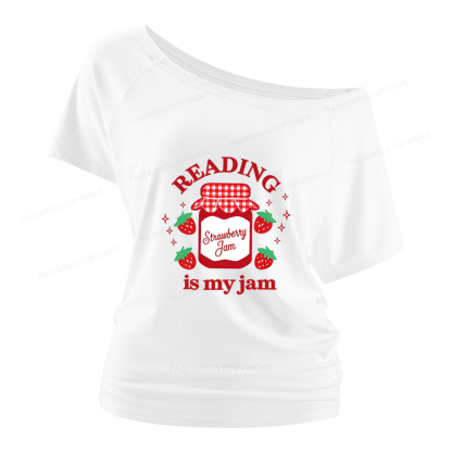 Pagewings Valentines Day Reading is My Jam Women Off Shoulder T-shirts