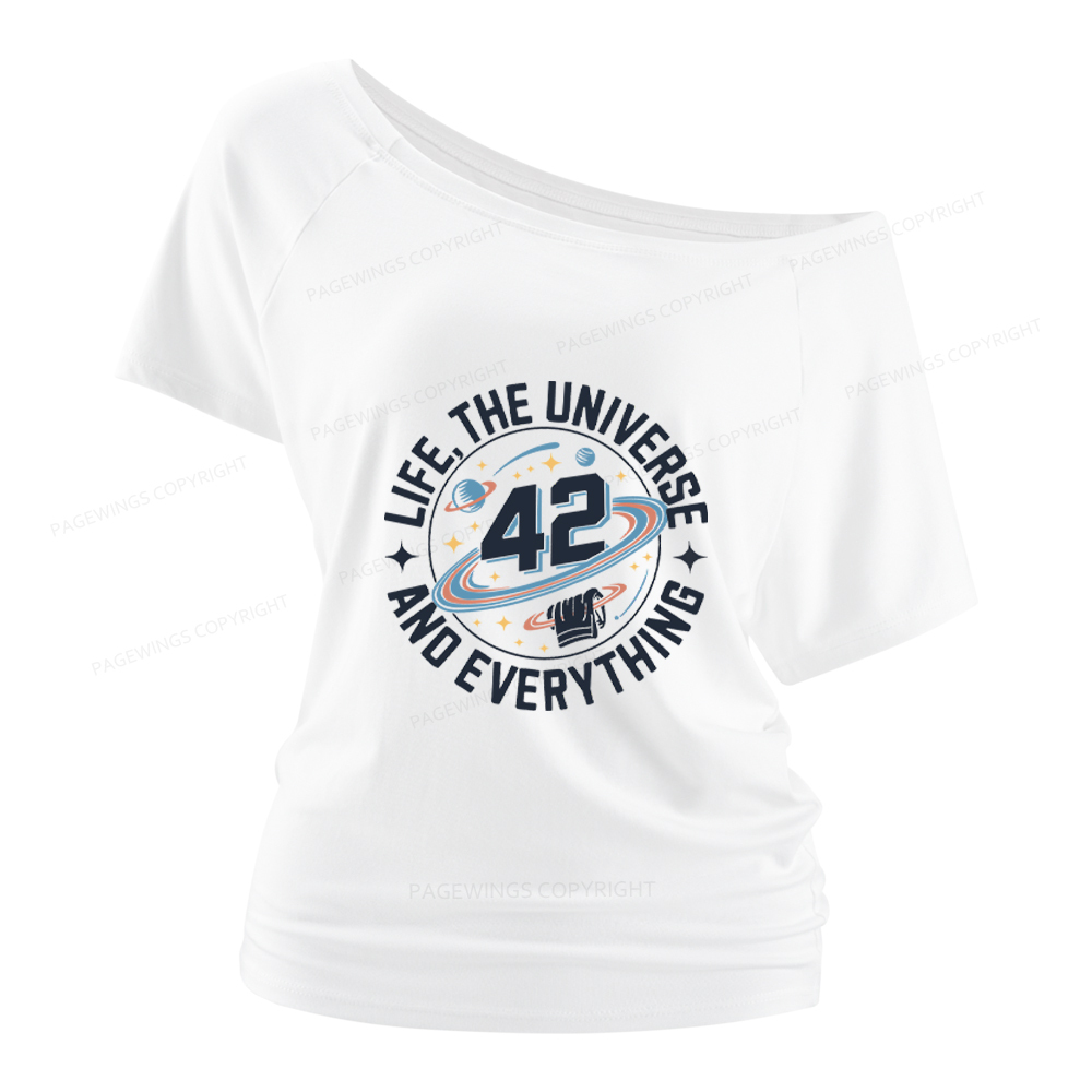 Pagewings Life The Universe And Everything Women Off Shoulder T-shirts