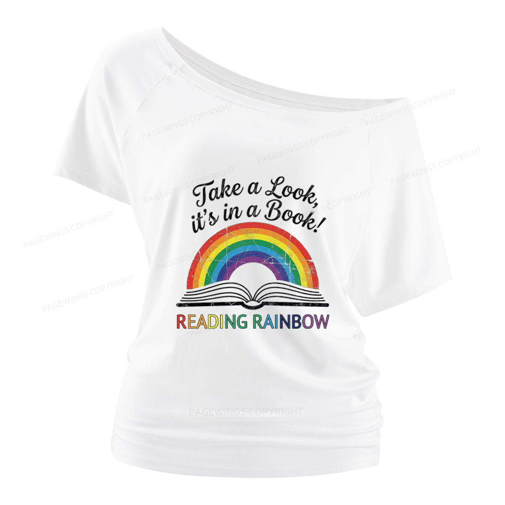 Pagewings Reading Rainbow Women Off Shoulder T-shirts