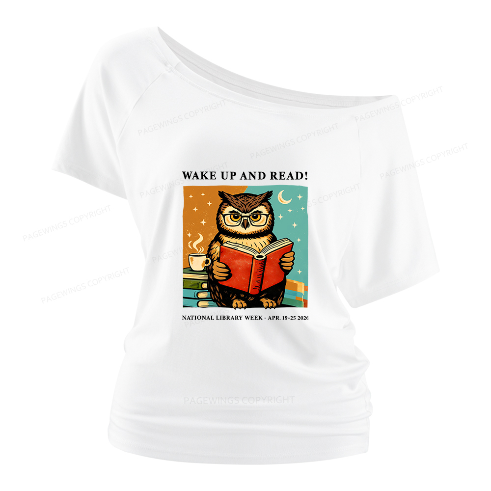 Pagewings Wake Up And Read Women Off Shoulder T-shirts