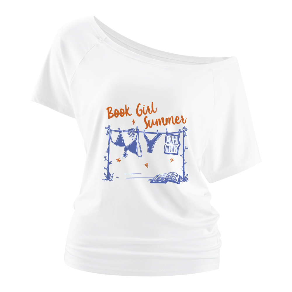 Pagewings Book Girl Summer Bookish Off Shoulder Top