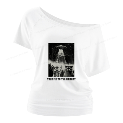 Pagewings Take Me To The Library Women Off Shoulder T-shirts