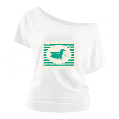Pagewings Stupid Canadian Wolf Bird Women Off Shoulder T-shirts