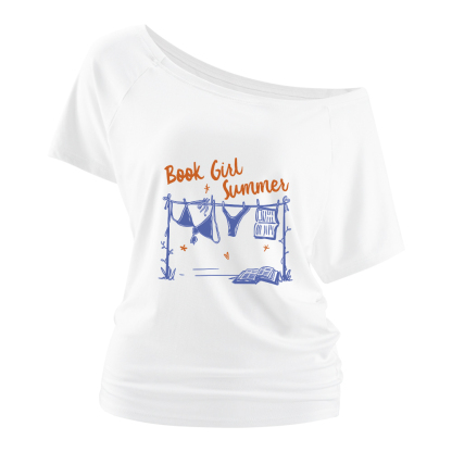 Pagewings Book Girl Summer Bookish Off Shoulder Top