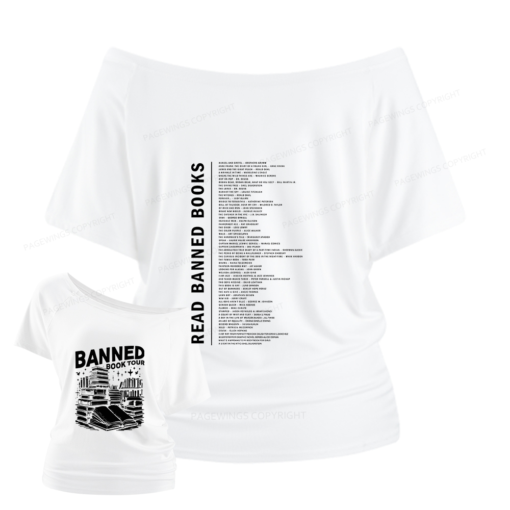 Pagewings Banned Book Women Off Shoulder T-shirts