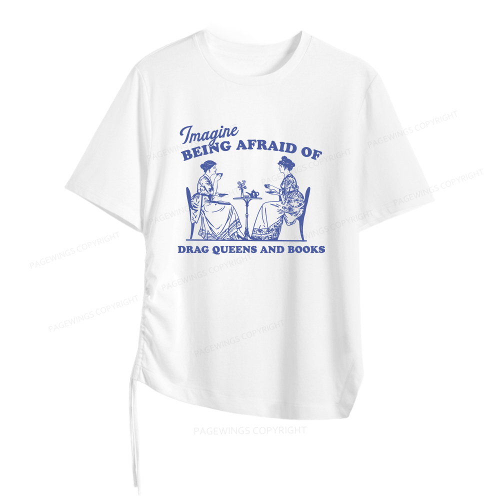 Pagewings Drag Queens Women Asymmetrical Drawstring T-Shirts