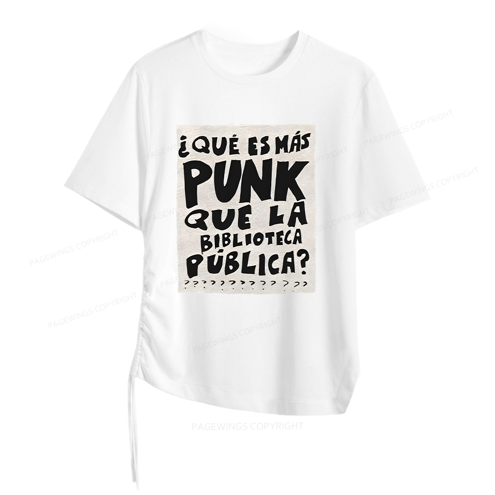 Pagewings Public Library Women Asymmetrical Drawstring T-Shirts
