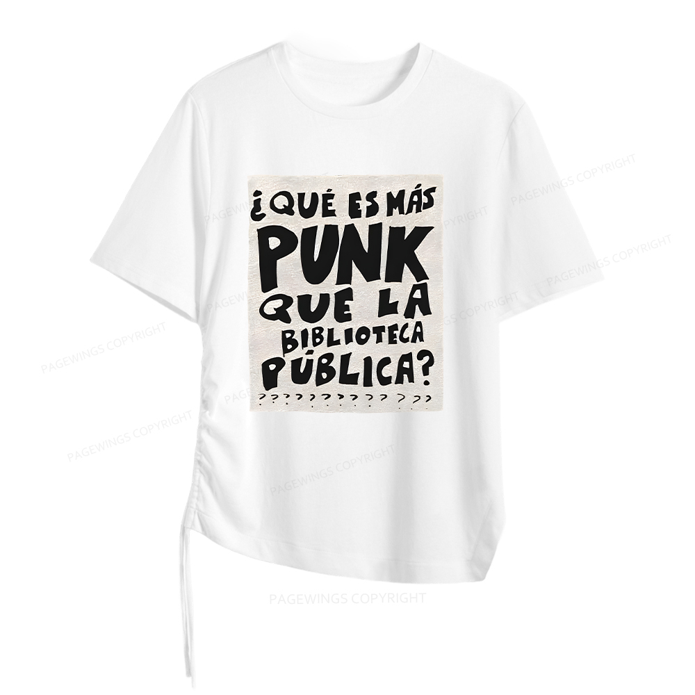 Pagewings Public Library Women Asymmetrical Drawstring T-Shirts