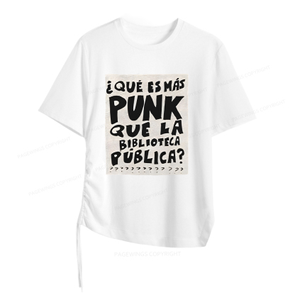 Pagewings Public Library Women Asymmetrical Drawstring T-Shirts