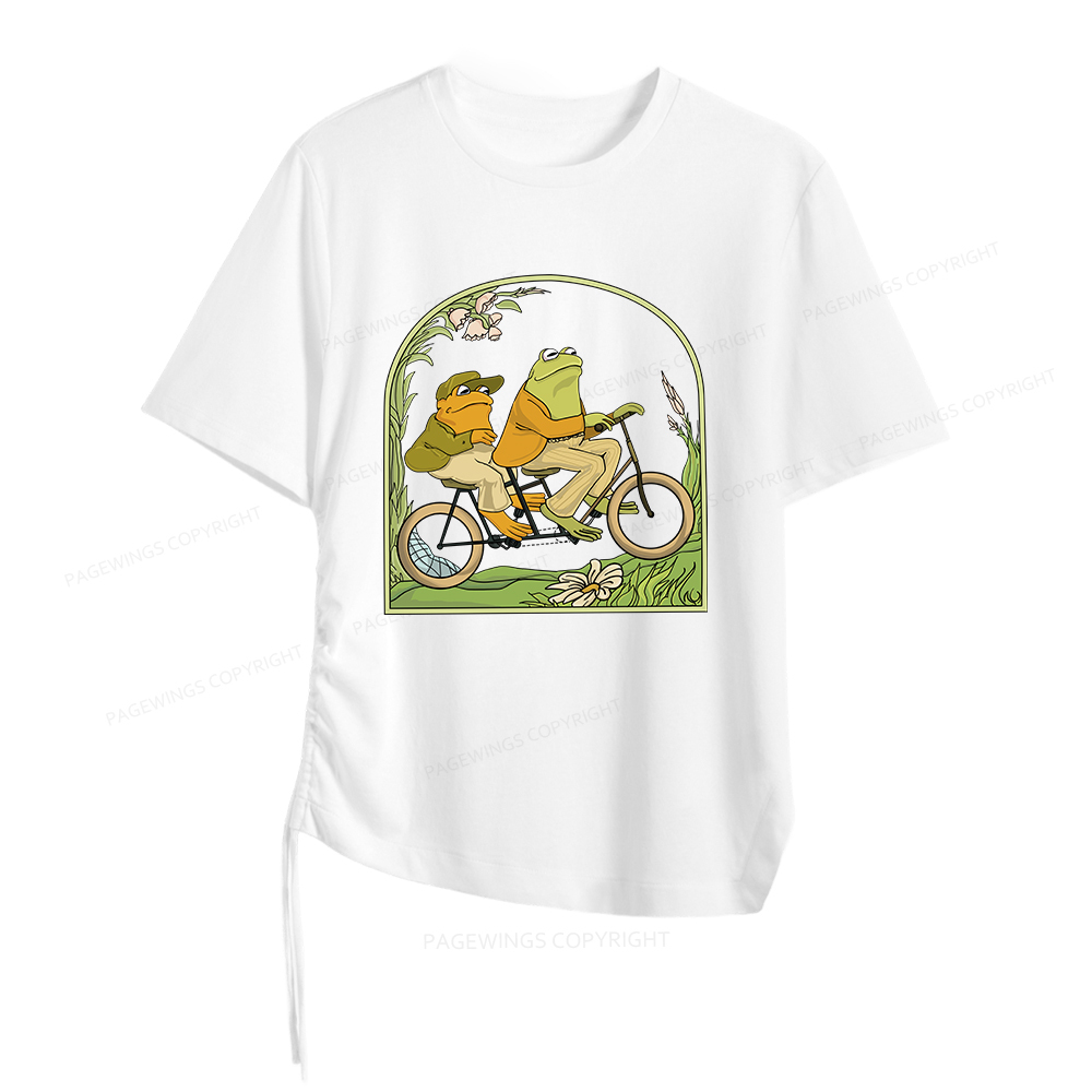 Pagewings Frog And Toad Book Vintage Women Asymmetrical Drawstring T-Shirts