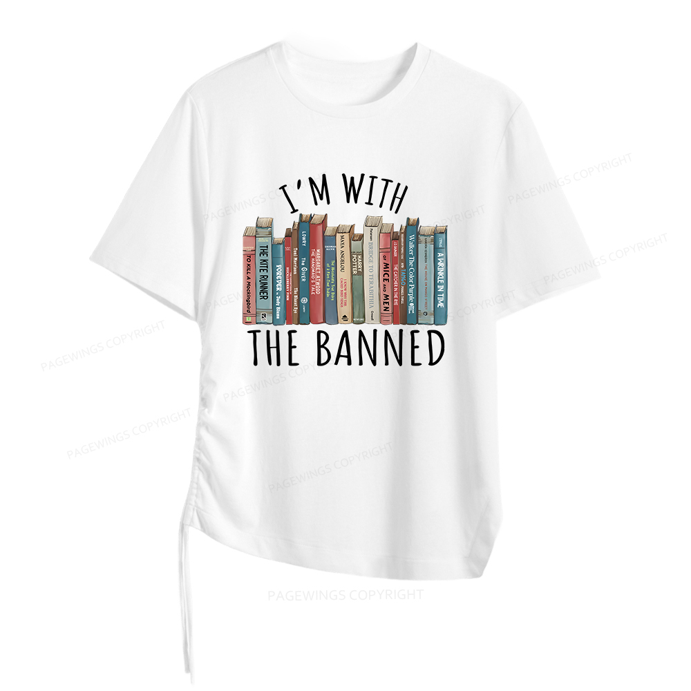 Pagewings I'm With The Banned Women Asymmetrical Drawstring T-Shirts