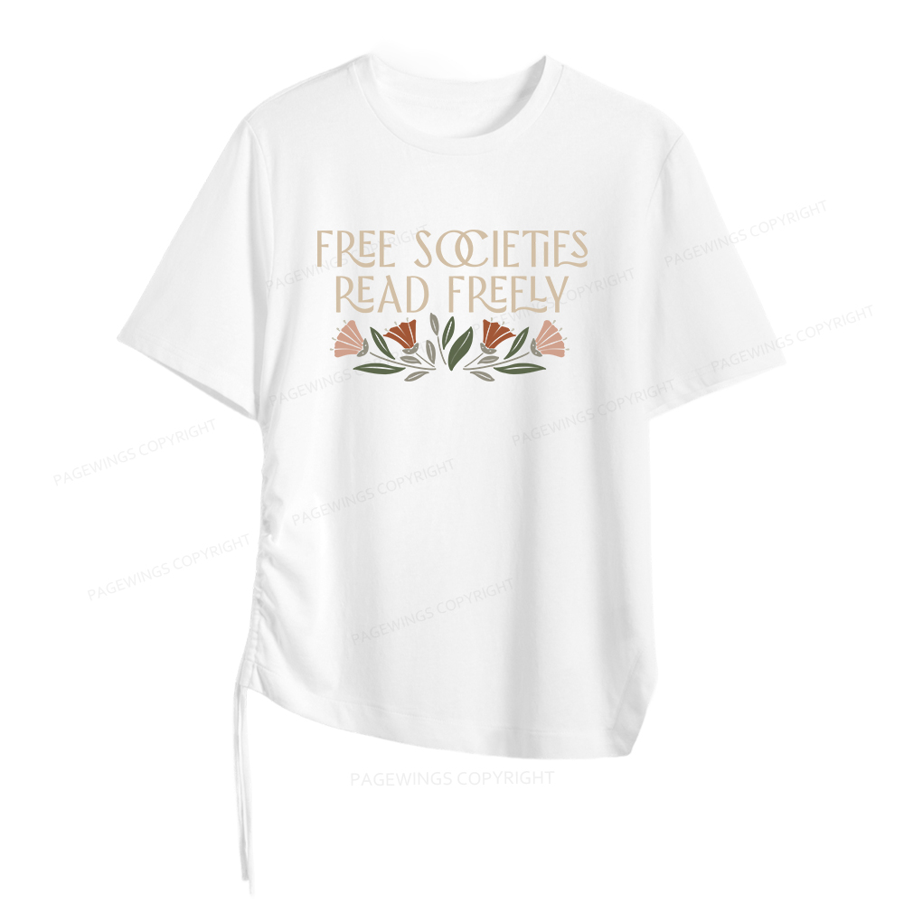 Pagewings Read Freely Women Asymmetrical Drawstring T-Shirts