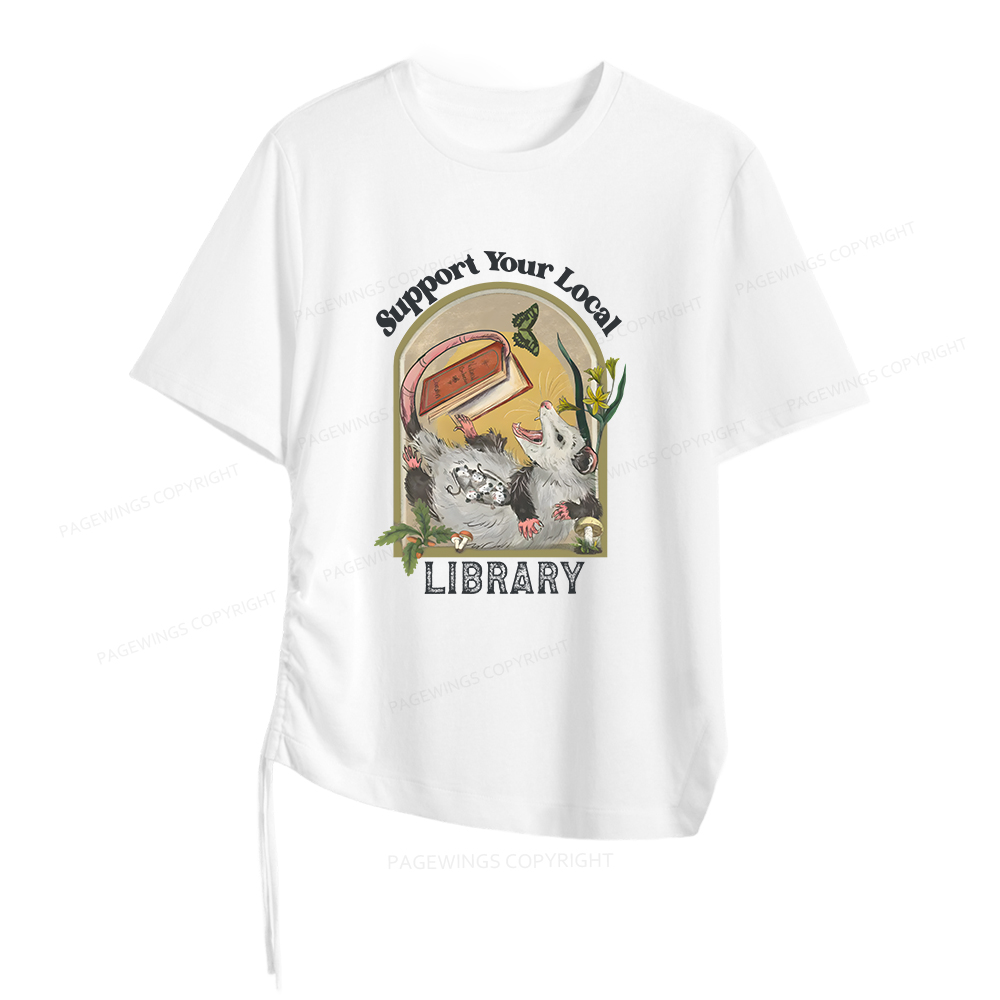 Pagewings Library Readers Make Leaders Jersey Women Asymmetrical Drawstring T-Shirts