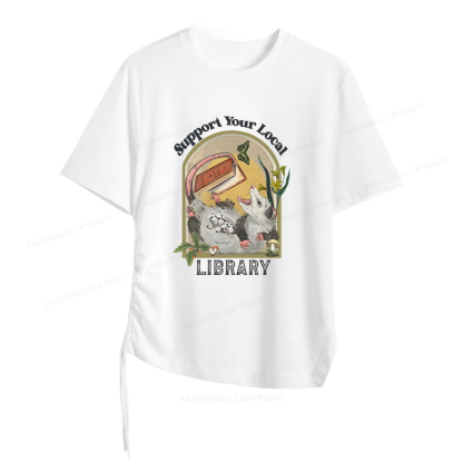 Pagewings Library Readers Make Leaders Jersey Women Asymmetrical Drawstring T-Shirts