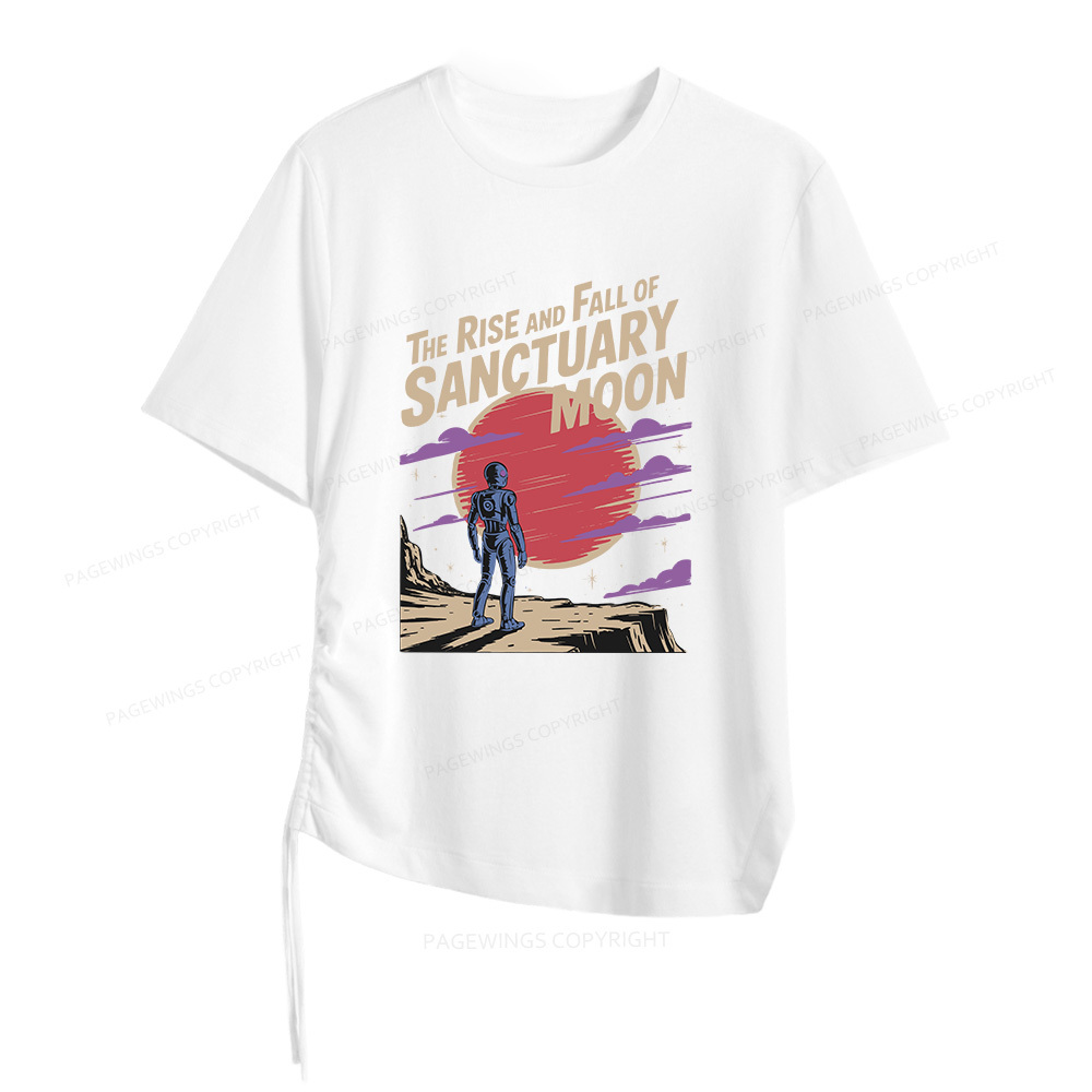 Pagewings The Rise And Fall Of Sanctuary Moon Women Asymmetrical Drawstring T-Shirts