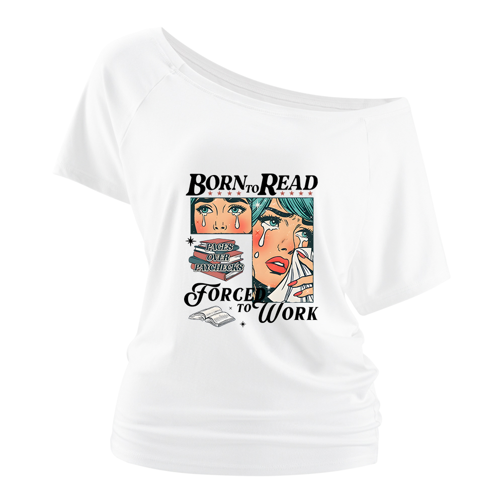 Pagewings Born To Read Bookish Off Shoulder Top
