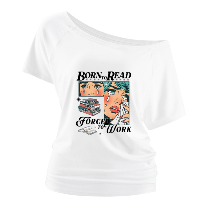 Pagewings Born To Read Bookish Off Shoulder Top