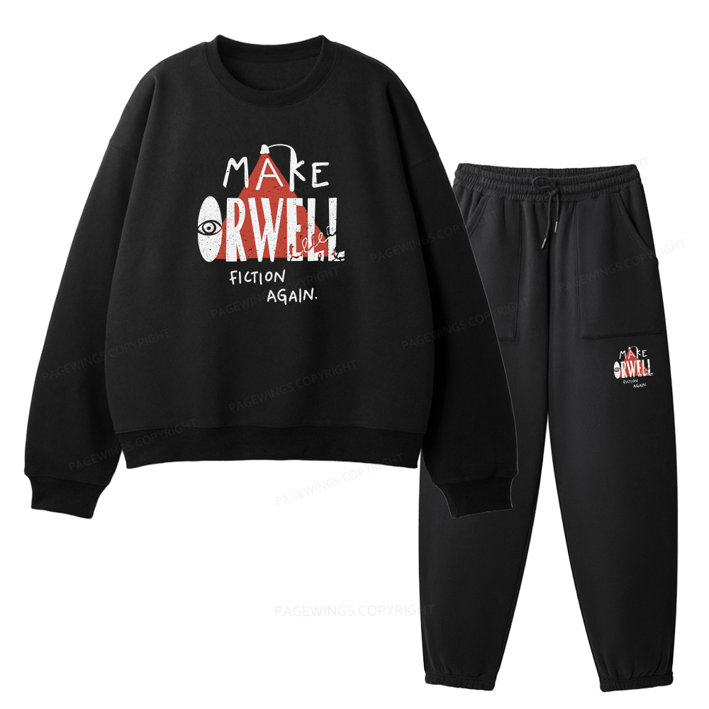 Pagewings Make Orwell Fiction Again Unisex Fleece Sweatshirt Set