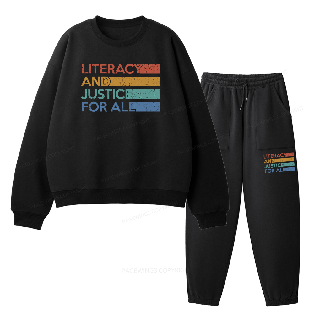 Pagewings Literacy and Justice For All Unisex Fleece Sweatshirt Set 