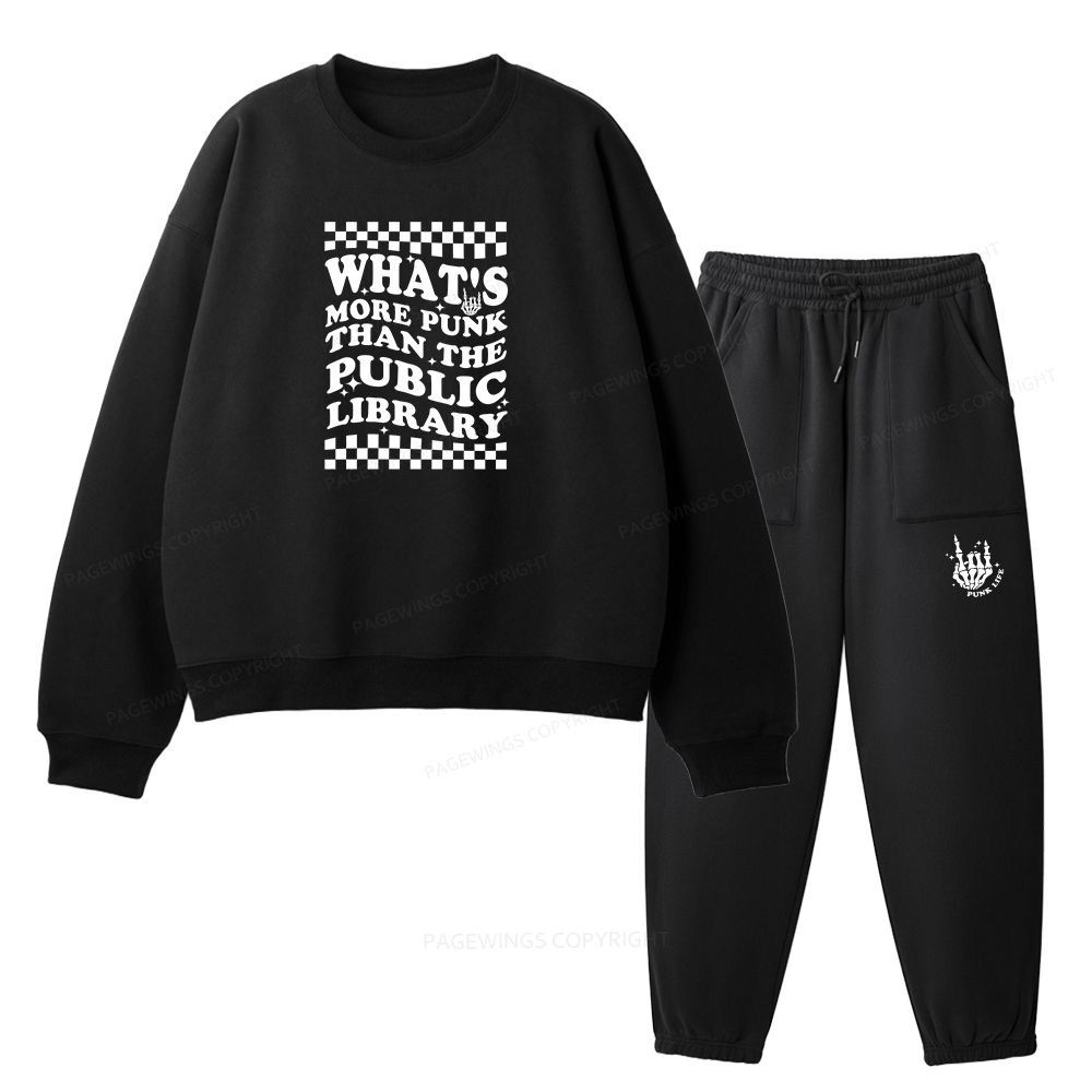 Pagewings Punk The Public Library Unisex Fleece Sweatshirt Set 