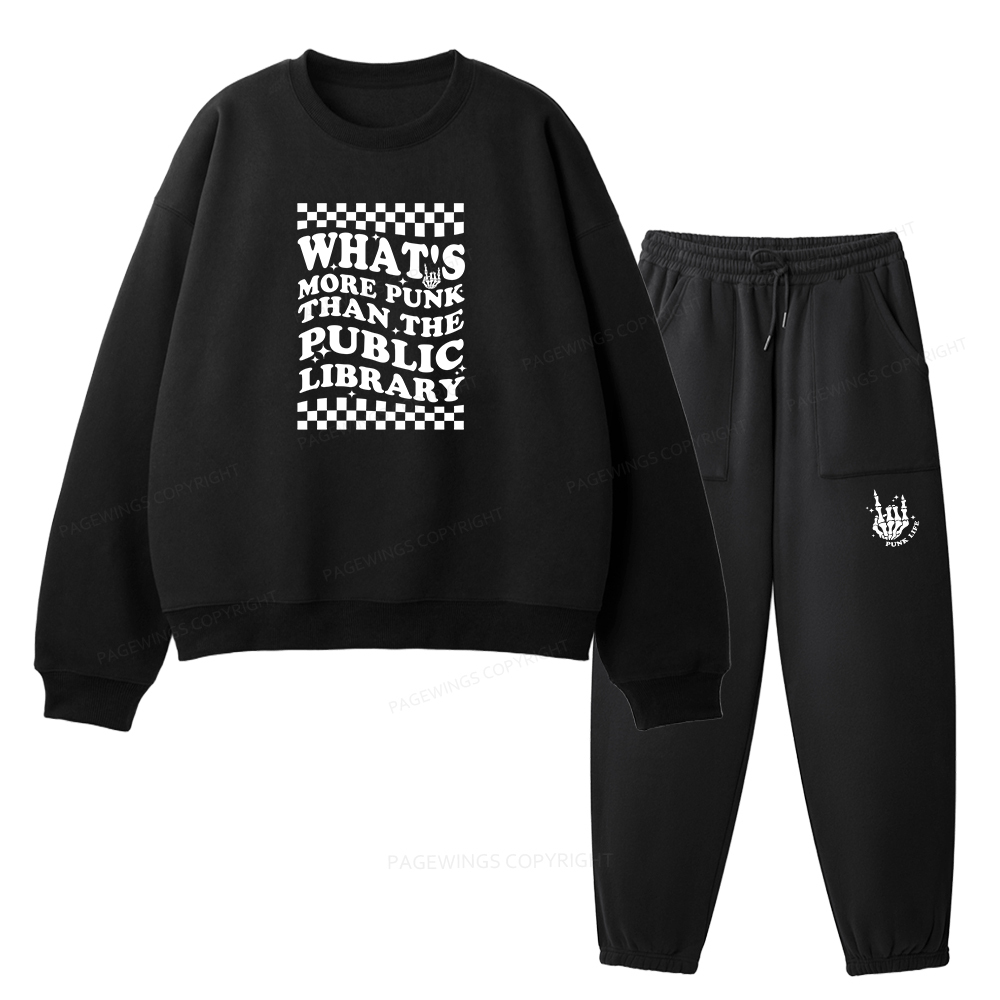 Pagewings Punk The Public Library Unisex Fleece Sweatshirt Set 