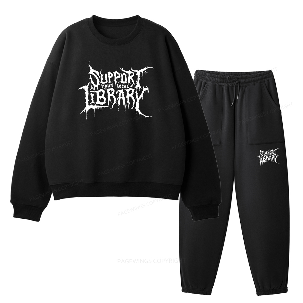 Pagewings Support Your Local Library Unisex Fleece Sweatshirt Set