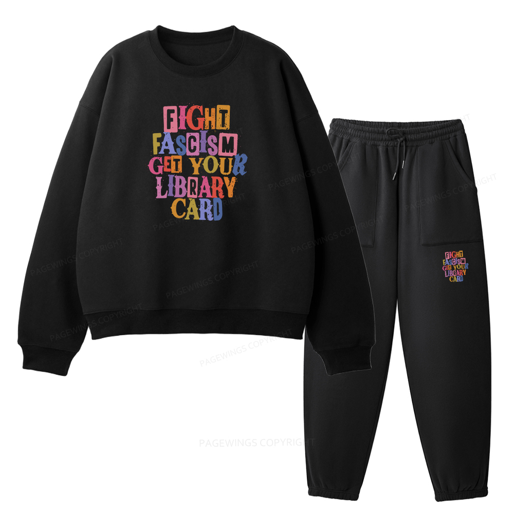 Pagewings Get Your Library Card Unisex Fleece Sweatshirt Set