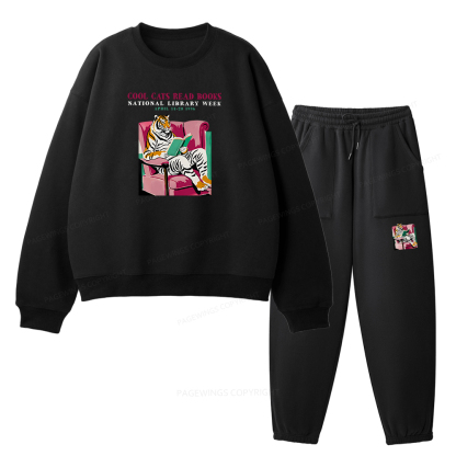 Pagewings Library Week Poster 1996 Unisex Fleece Sweatshirt Set 