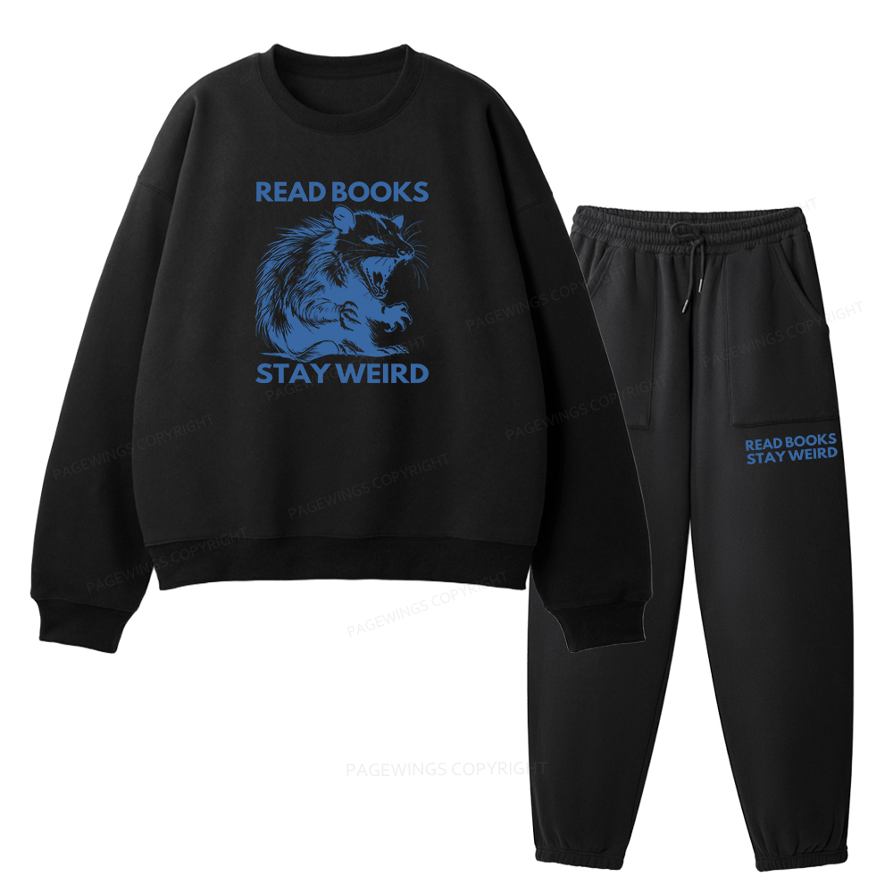 Pagewings Read Books Stay Weird Unisex Fleece Sweatshirt Set 