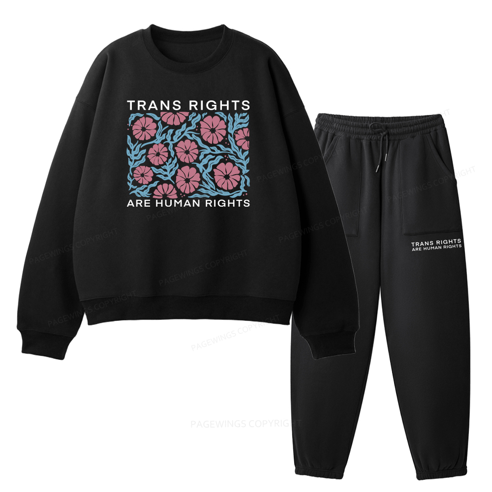 Pagewings Trans Rights Are Human Rights Unisex Fleece Sweatshirt Set 