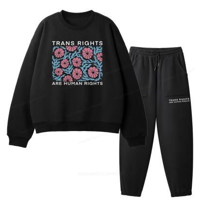 Pagewings Trans Rights Are Human Rights Unisex Fleece Sweatshirt Set 