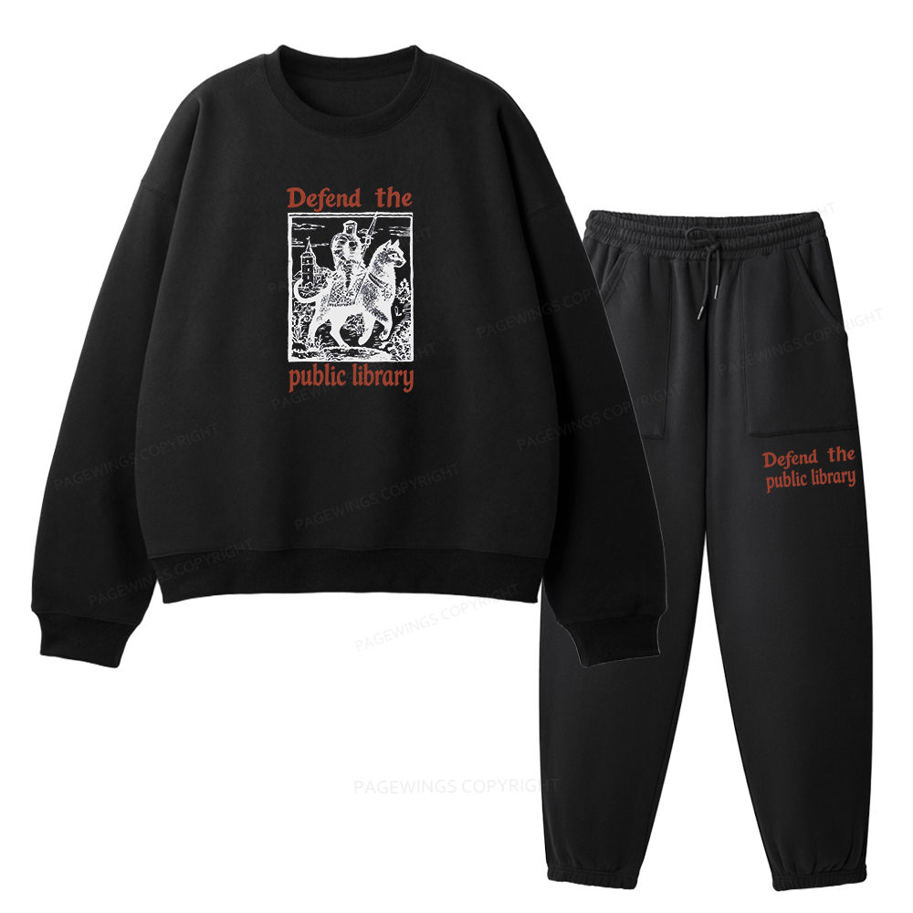 Pagewings Defend the Public Library Unisex Fleece Sweatshirt Set 