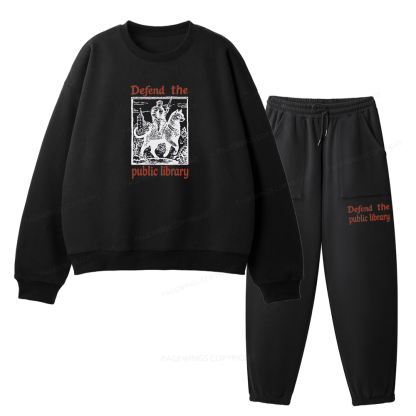 Pagewings Defend the Public Library Unisex Fleece Sweatshirt Set 