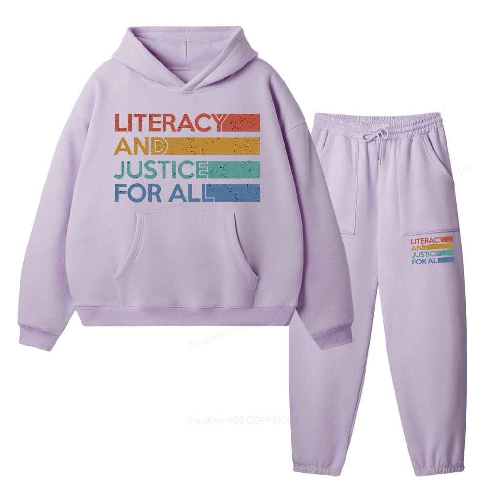Pagewings Literacy and Justice For All Unisex Fleece Hoodie Set