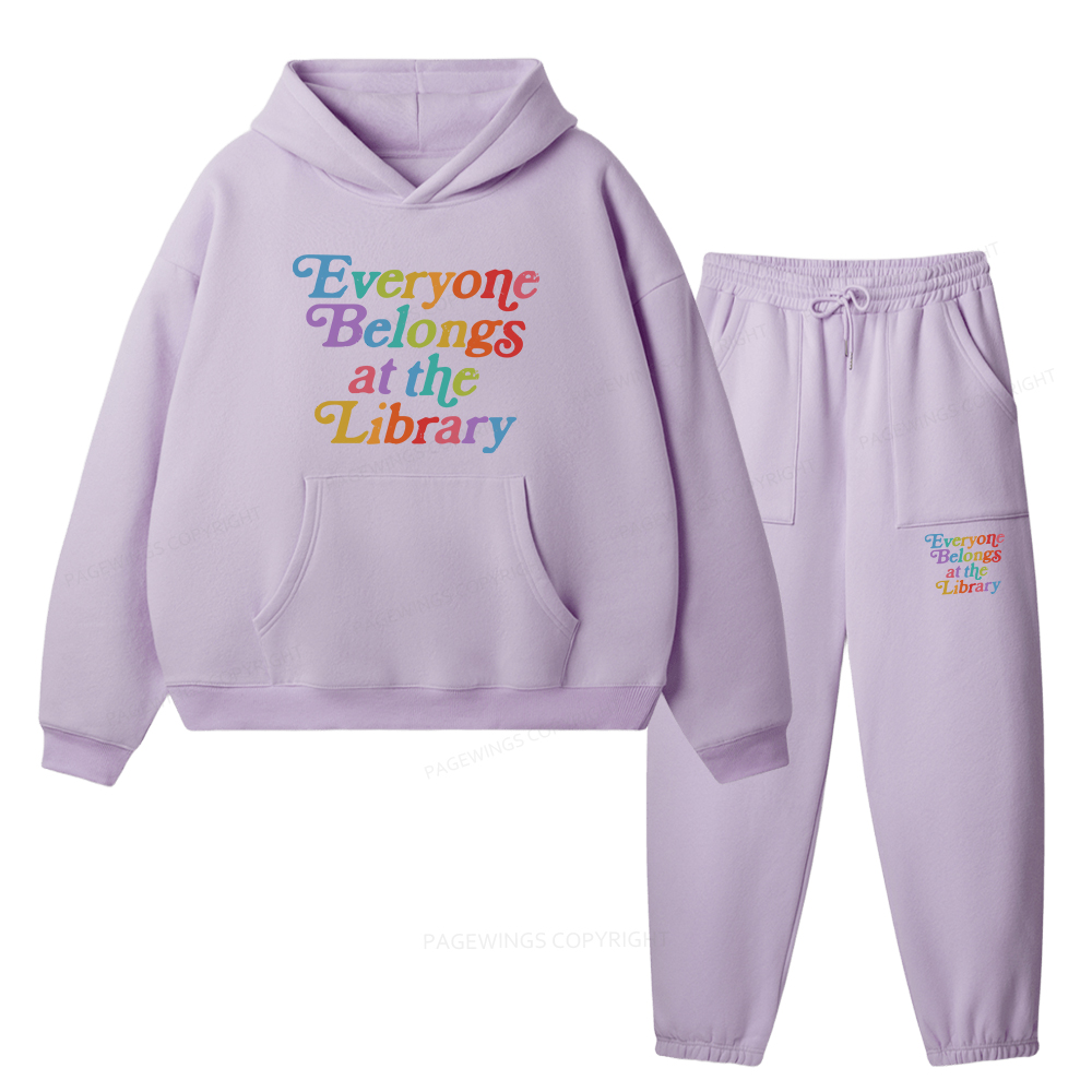Pagewings Everyone belongs at the library Unisex Fleece Hoodie Set