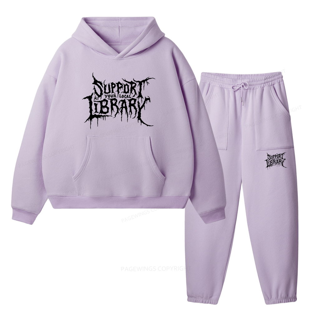 Pagewings Support Your Local Library Unisex Fleece Hoodie Set