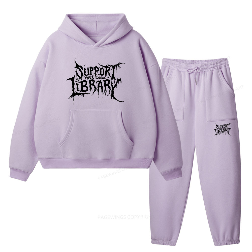 Pagewings Support Your Local Library Unisex Fleece Hoodie Set