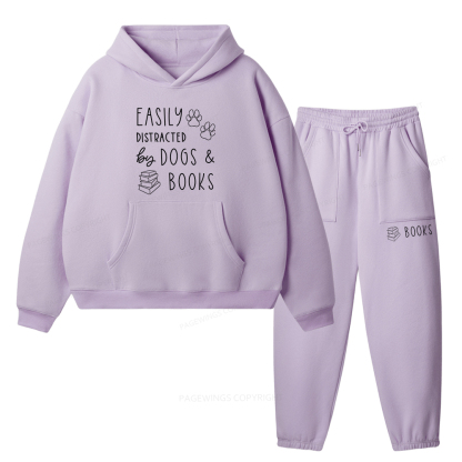 Pagewings Dogs And Books Unisex Fleece Hoodie Set