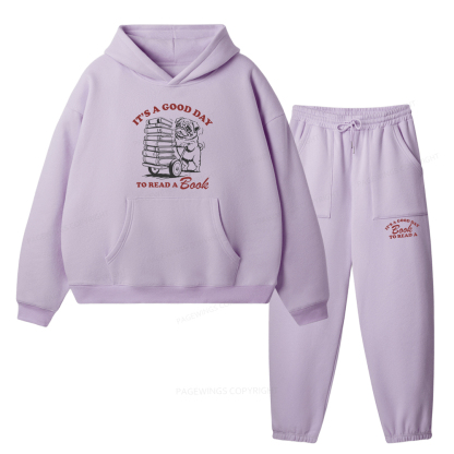 Pagewings It‘s A Good Day To Read A Book Unisex Fleece Hoodie Set