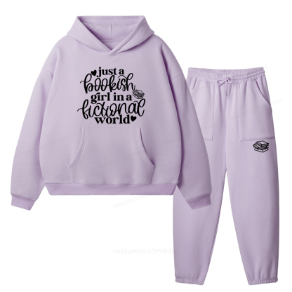 Pagewings Just A Bookish Girl In A Fictional World Unisex Fleece Hoodie Set