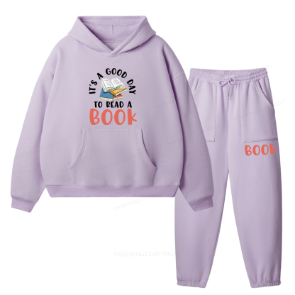 Pagewings It’s a Good Day to Read a Book Unisex Fleece Hoodie Set