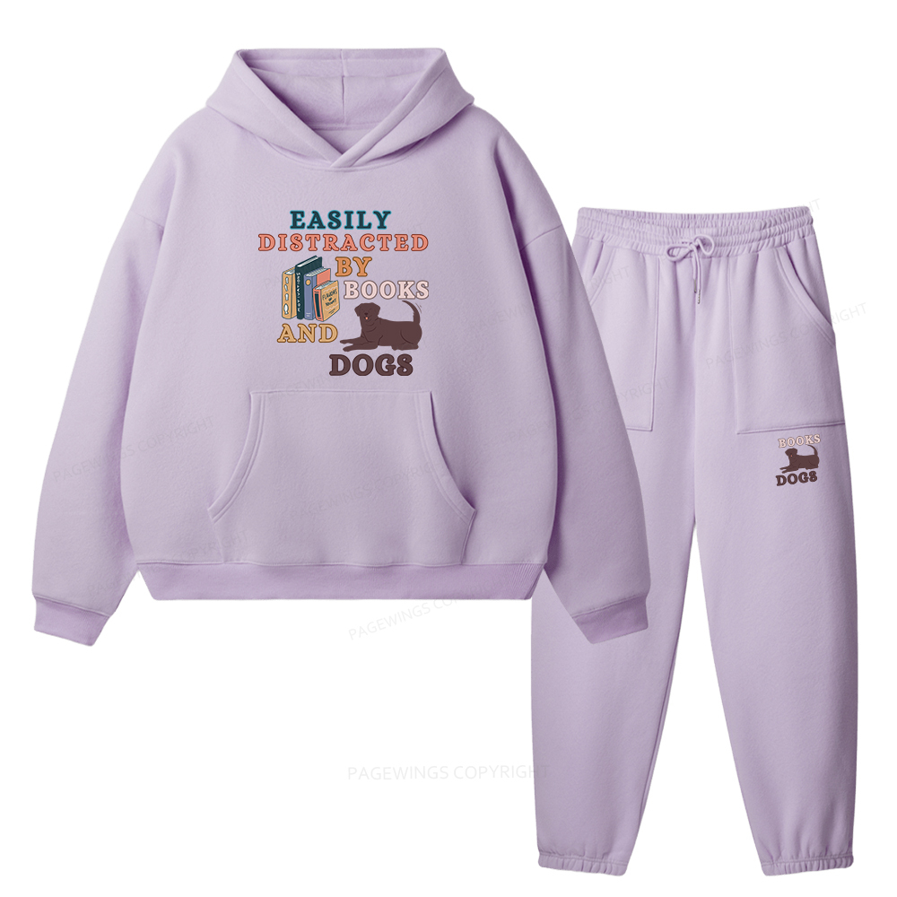 Pagewings Easily Distracted By Books And Labrador Unisex Fleece Hoodie Set