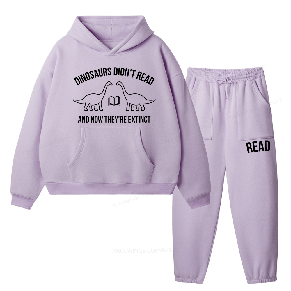 Pagewings Dinosaurs Didn't Read Unisex Fleece Hoodie Set