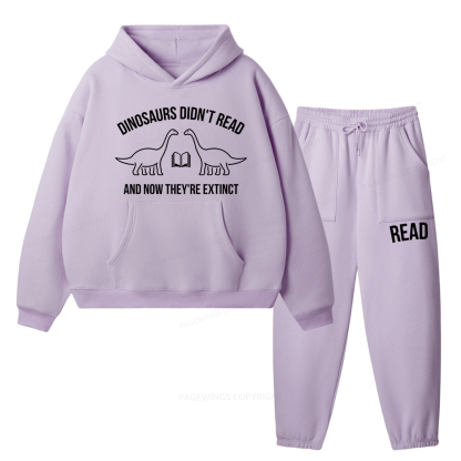 Pagewings Dinosaurs Didn't Read Unisex Fleece Hoodie Set