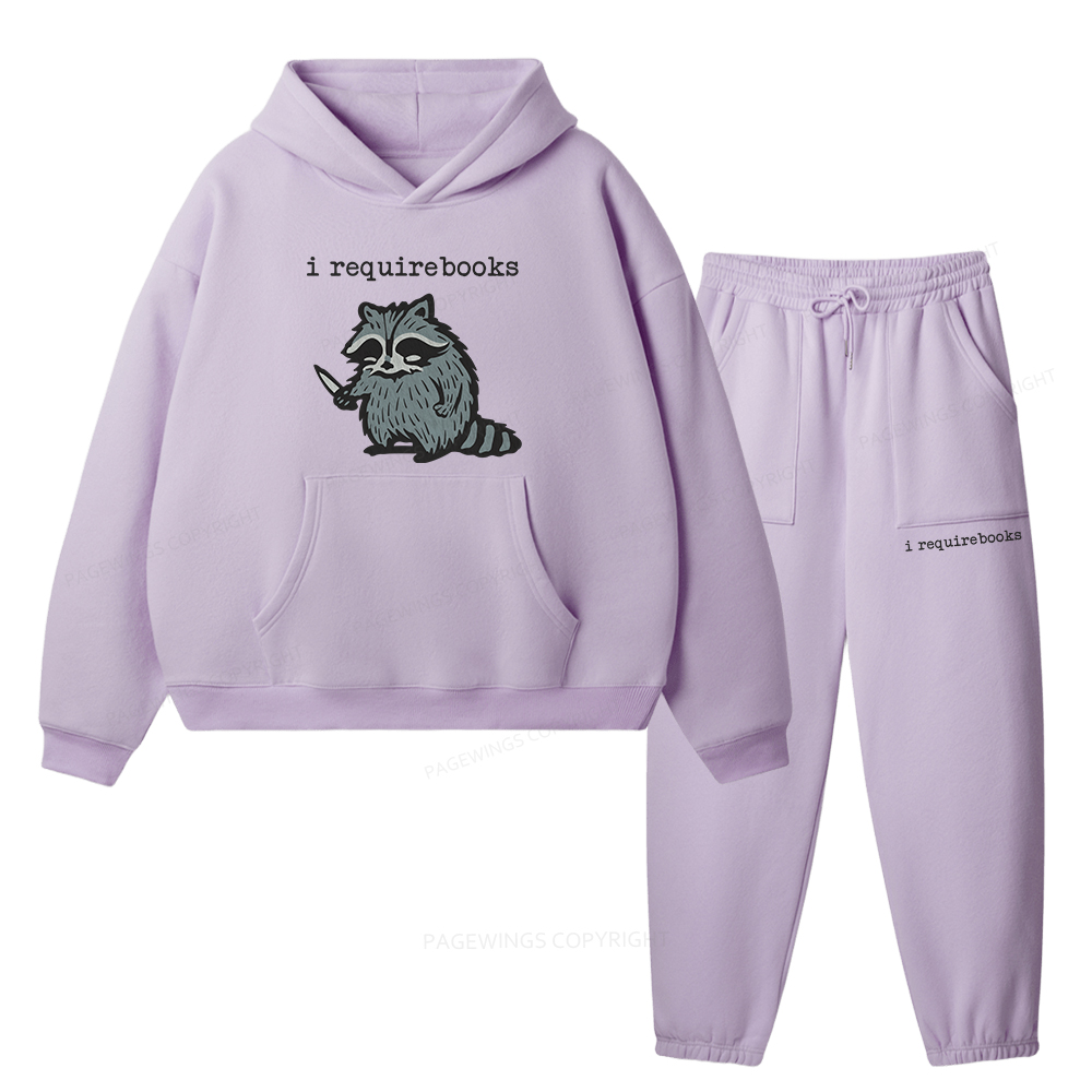 Pagewings I Require Books Unisex Fleece Hoodie Set