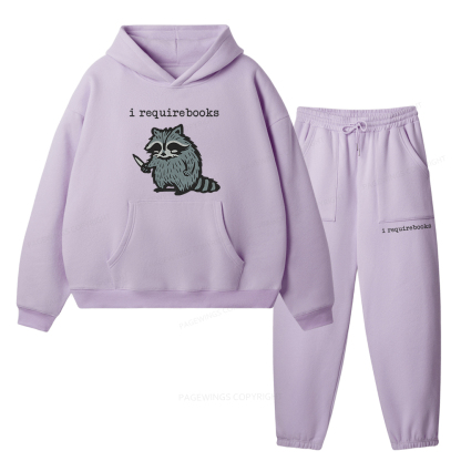 Pagewings I Require Books Unisex Fleece Hoodie Set