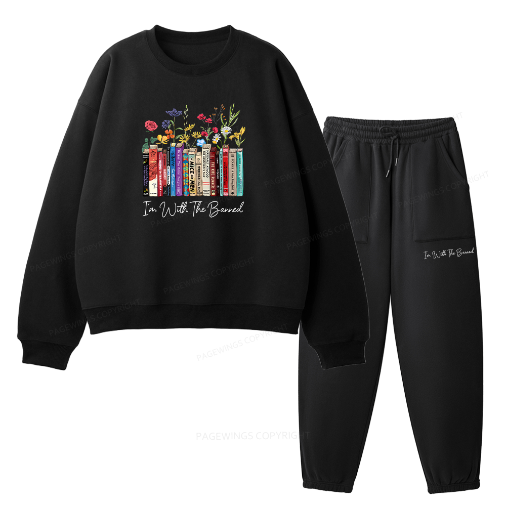 Pagewings  I'm With The Banned Flowers Unisex Fleece Sweatshirt Set 