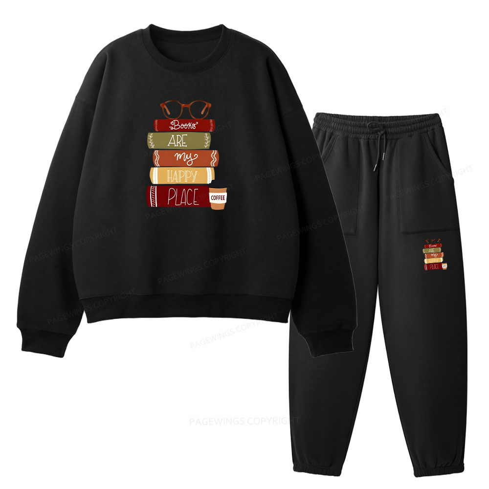 Pagewings Books are My Happy Place Unisex Fleece Sweatshirt Set 
