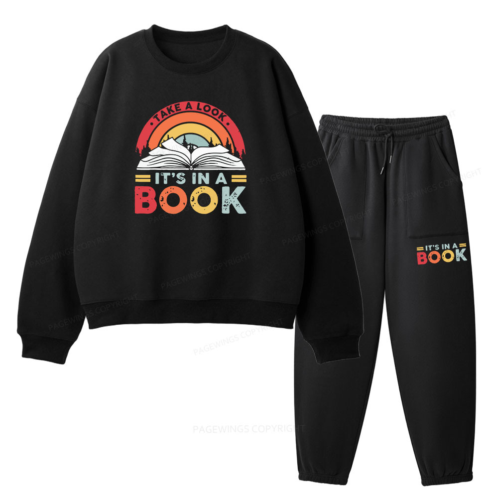 Pagewings Take A Look It's In A Book Unisex Fleece Sweatshirt Set 