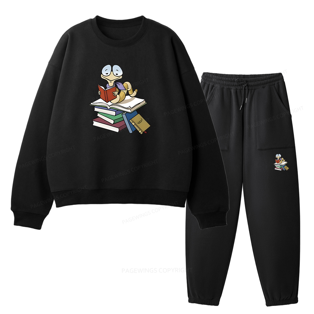 Pagewings Reading Snail and Book Unisex Fleece Sweatshirt Set 